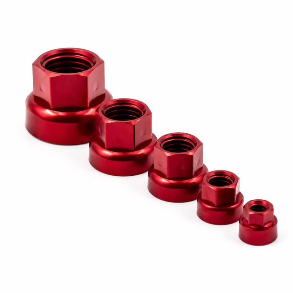 Aluminium Jet Nuts – Red Anodised